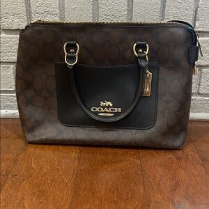 Vintage Coach Brown and Black Signature Dome Satchel